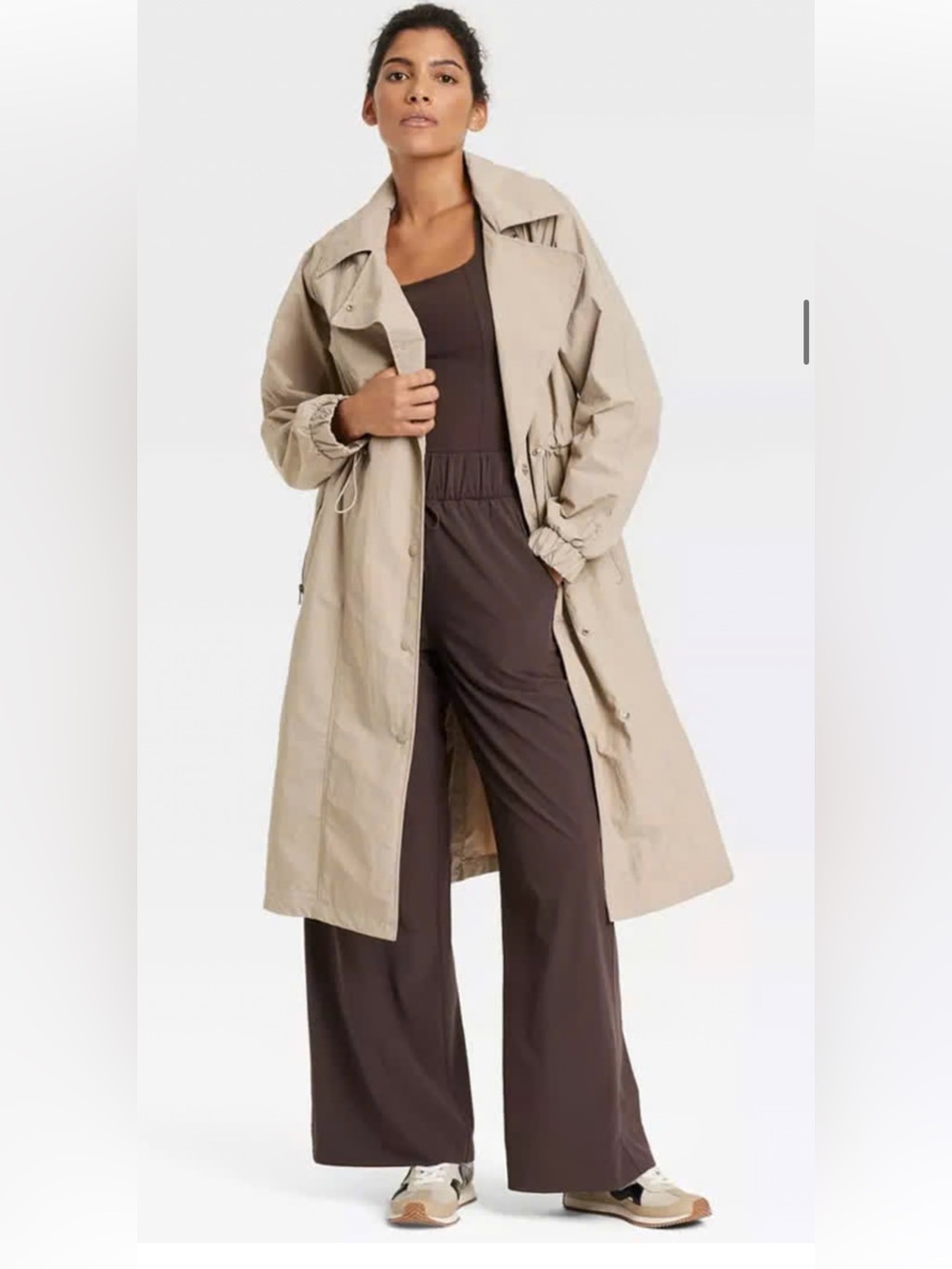 All In Motion Women’s Lightweight Beige Trench w/ Drawstring Waist Size XXL NWT - Picture 2 of 15